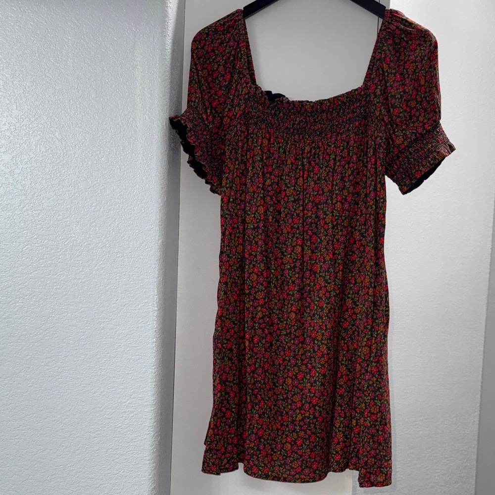 American Eagle Outfitters Black and Red Floral Mini Dress
